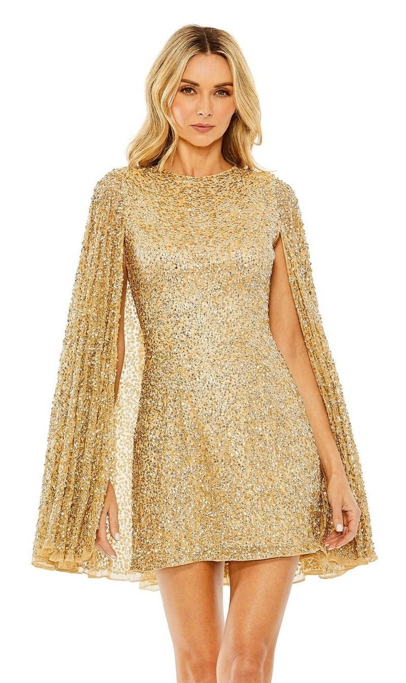 Short Gold Beaded Cocktail Dress: Mac Duggal 5931