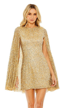 Short Gold Beaded Cocktail Dress: Mac Duggal 5931