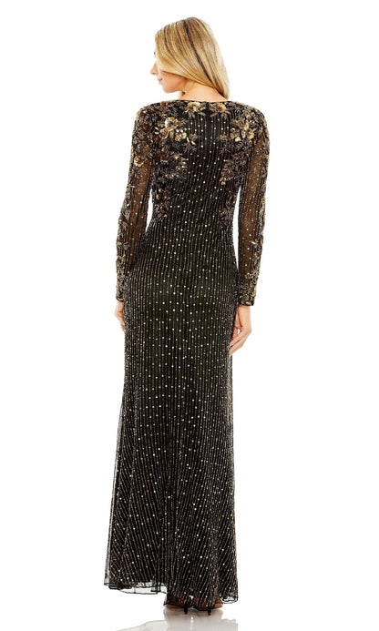 Gold-Beaded Black Formal Gown: Mac Duggal 5956