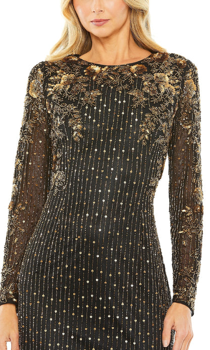 Gold-Beaded Black Formal Gown: Mac Duggal 5956