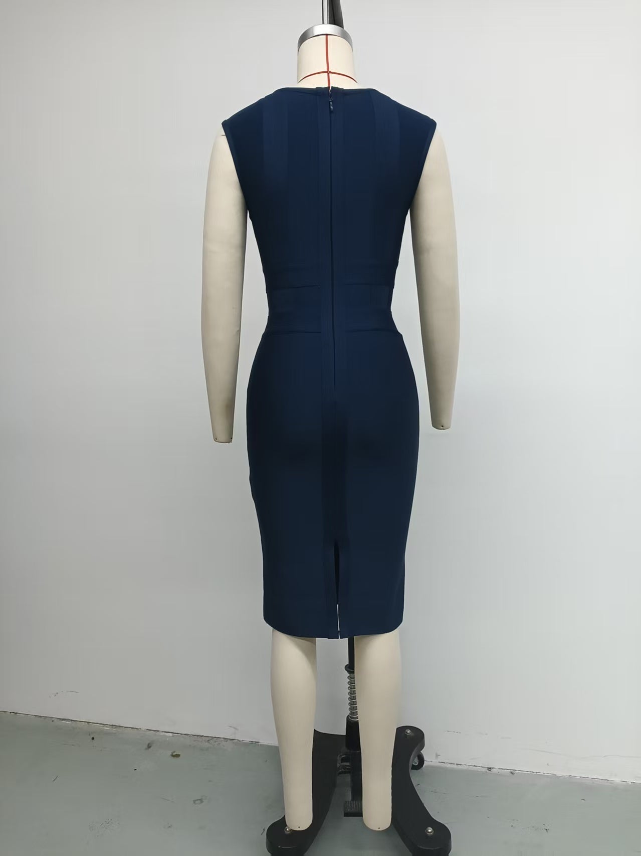Sapphire Blue Woven Waist Bandage Dress