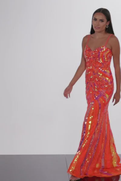 Jovani Long Sequin-Print Prom Dress 38300