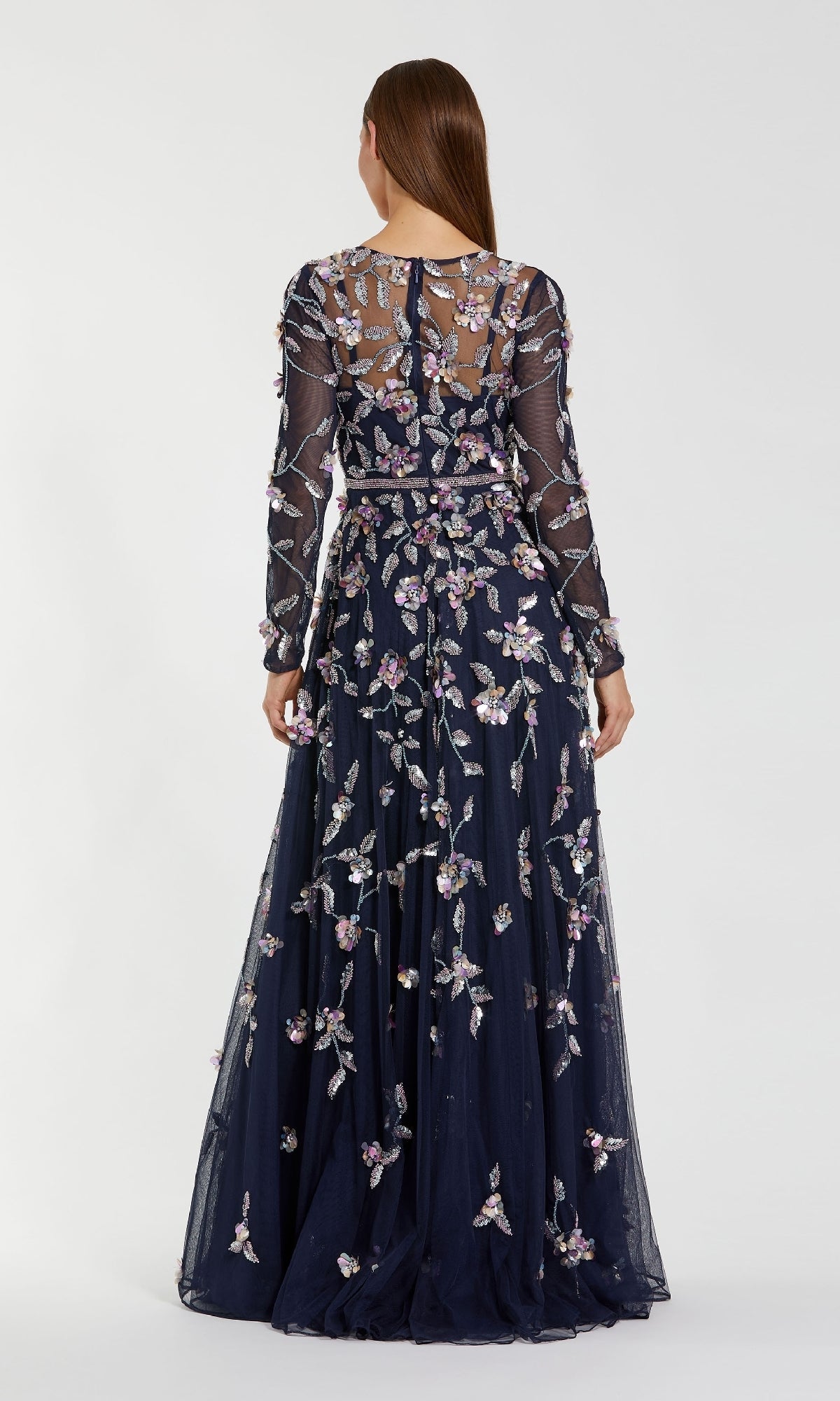 Long Sleeve Beaded Formal Gown: Mac Duggal 6183