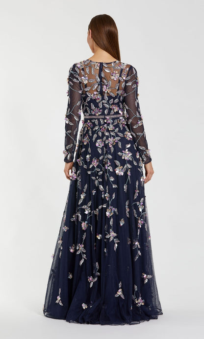 Long Sleeve Beaded Formal Gown: Mac Duggal 6183