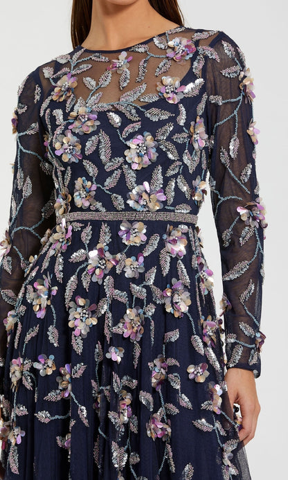 Long Sleeve Beaded Formal Gown: Mac Duggal 6183