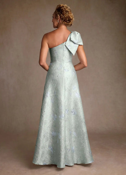 Agave Jacquard A-Line One Shoulder Floral Jacquard Dress