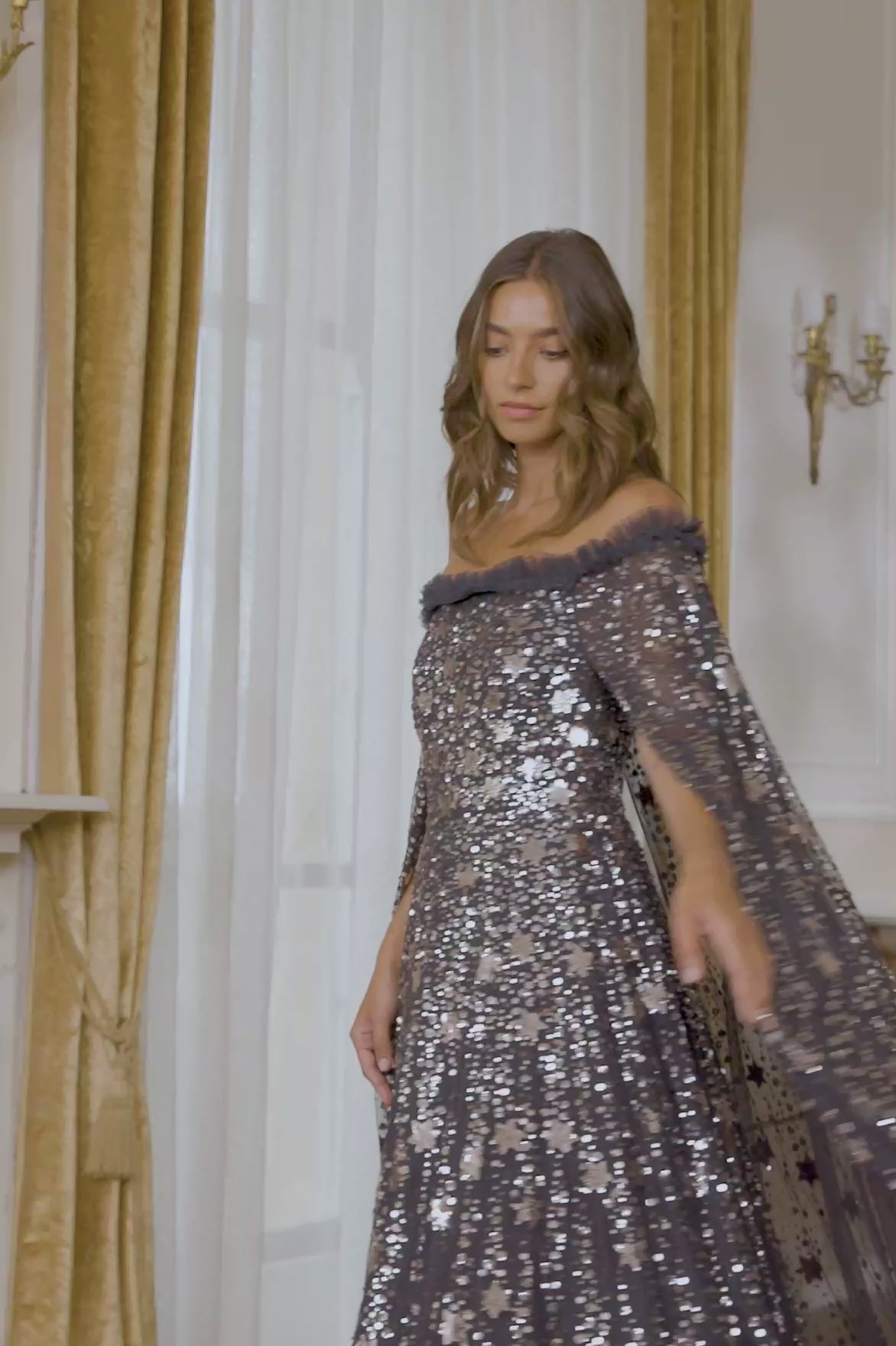 Shooting Stars Cape Ankle Gown