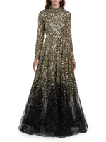 Ina Sequin-Embroidered Long-Sleeve Gown