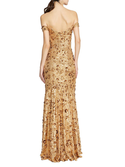 Serafina Sequin Off-The-Shoulder Gown