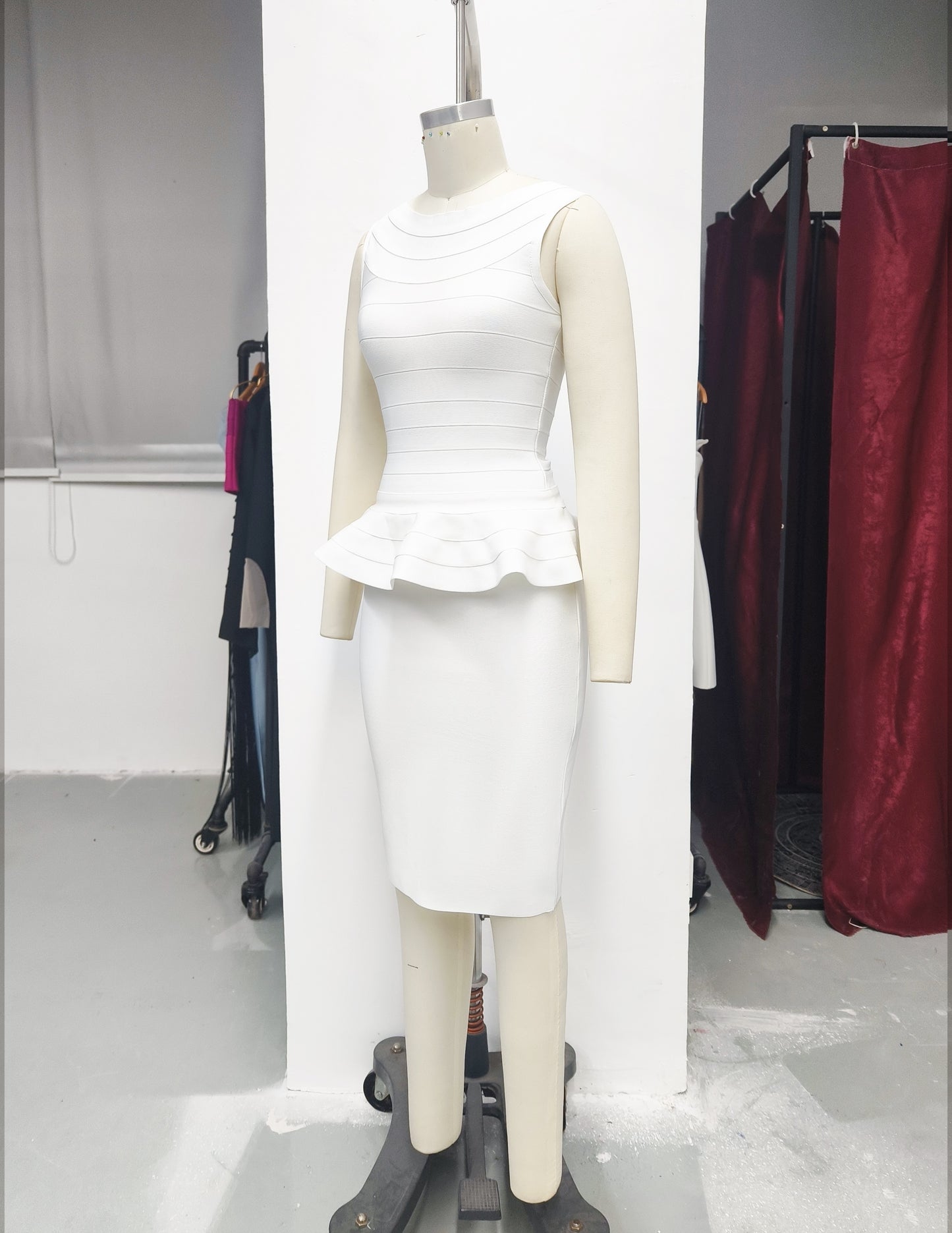 Women's Ruffle Top and Skirt Two-Piece Set, Elegant Formal Evening Dress