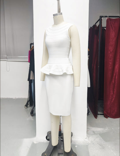 Women's Ruffle Top and Skirt Two-Piece Set, Elegant Formal Evening Dress