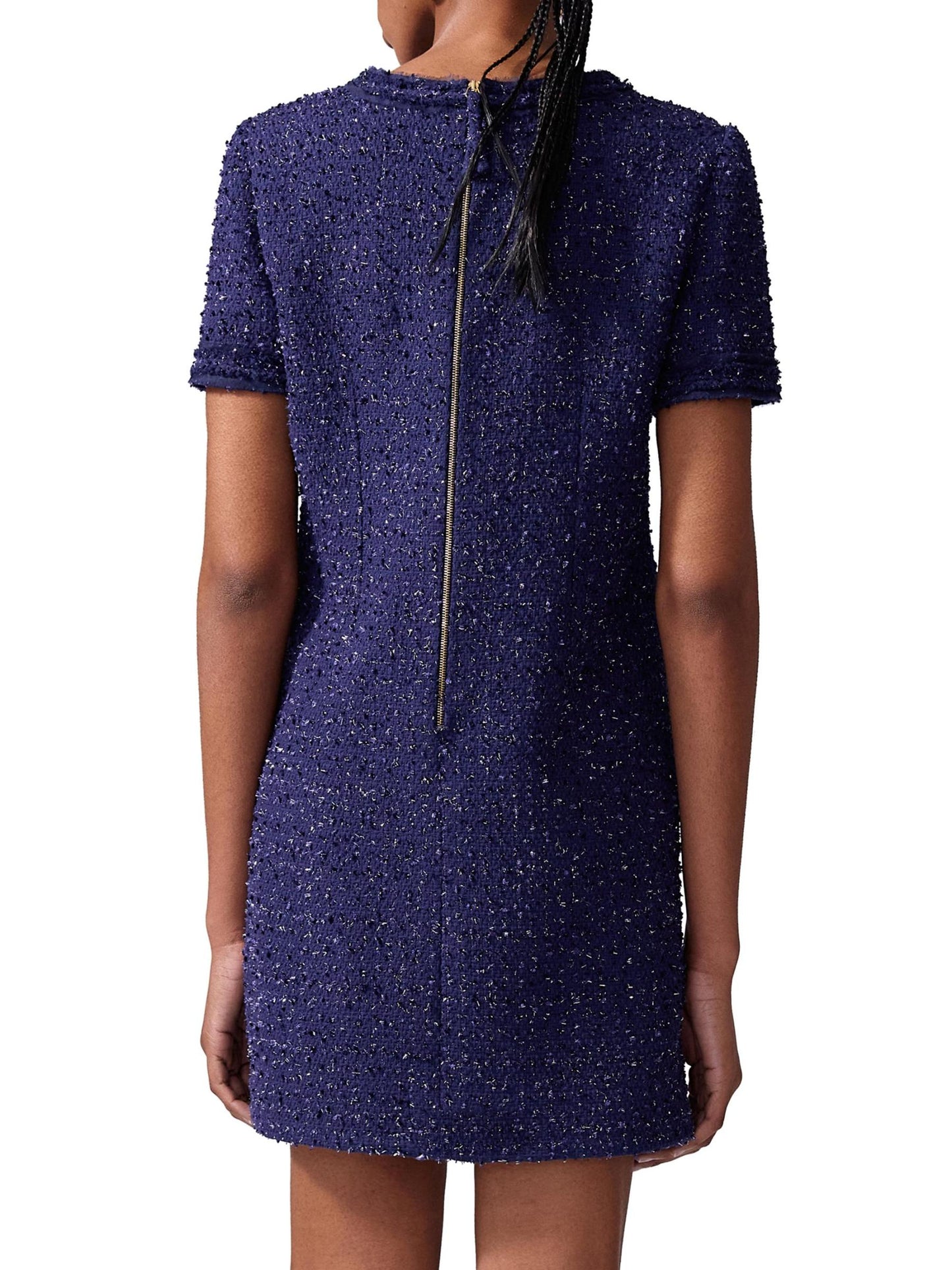 Bow Sequin-Embellished Tweed Minidress