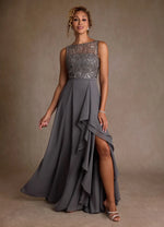 Steel Grey A-Line Sequins Dress
