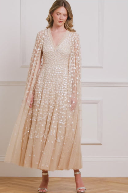 Clover Cape Sleeve Ankle Gown