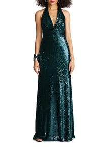 Tova Sequin Halterneck Gown