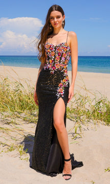 Multicolored Sequin Prom Gown: Amelia Couture 7061