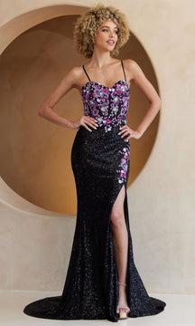 Multicolored Sequin Prom Gown: Amelia Couture 7061