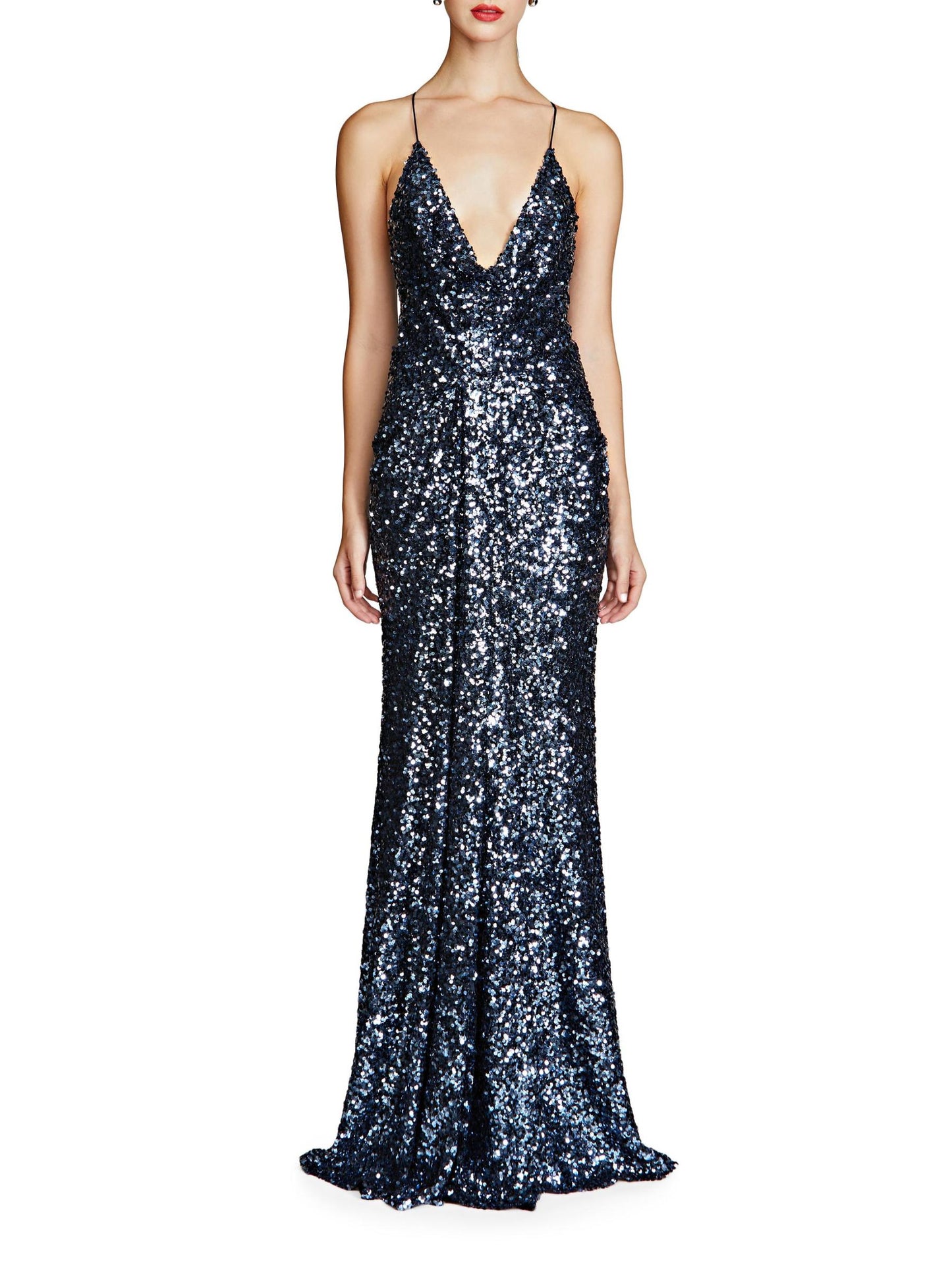 Manon Sequin Plunging V-Neck Gown