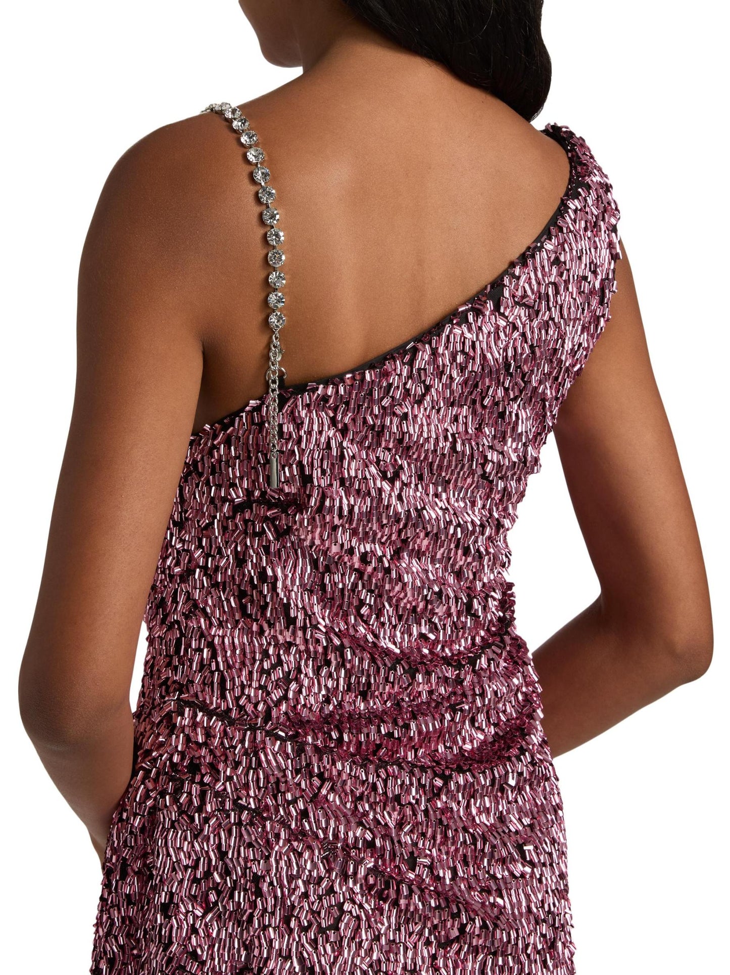 Crystal-Strap Sequin Minidress