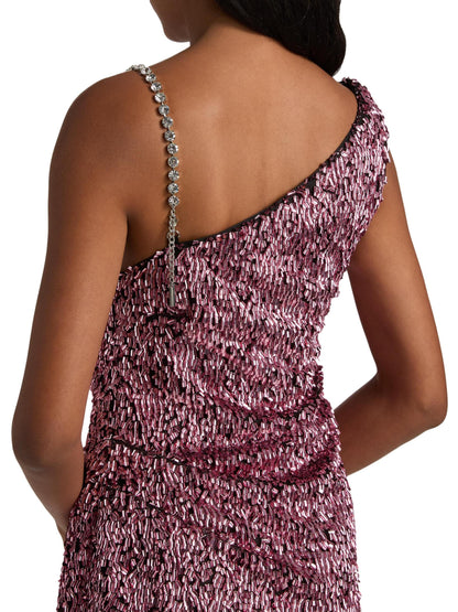 Crystal-Strap Sequin Minidress