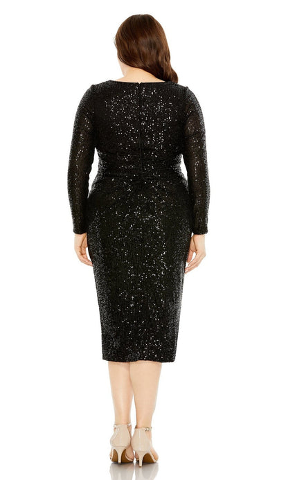 Knee-Length Plus-Size Sequin Party Dress 777025