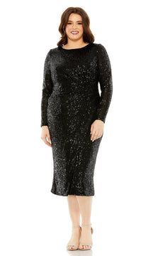 Knee-Length Plus-Size Sequin Party Dress 777025