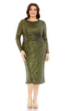 Knee-Length Plus-Size Sequin Party Dress 777025
