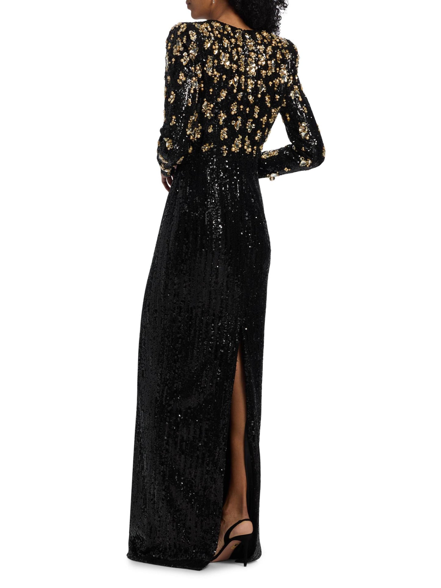 Bronze Embroidered Sequin Gown