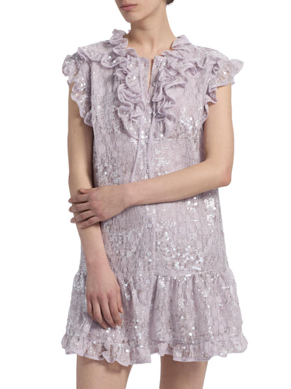 Maya Ruffle-Trimmed Sequined Minidress