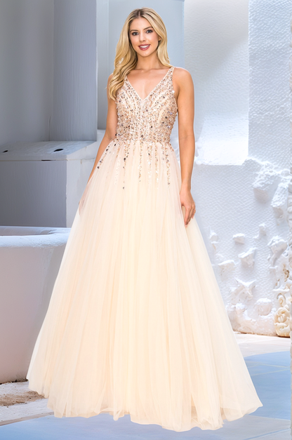 Long Tulle Prom Ball Gown with Sequins 8034J