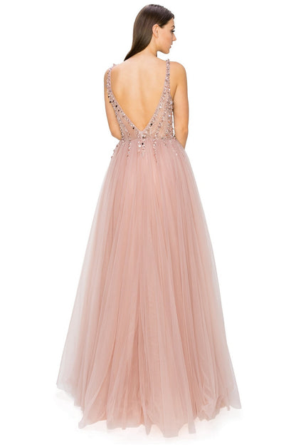 Long Tulle Prom Ball Gown with Sequins 8034J