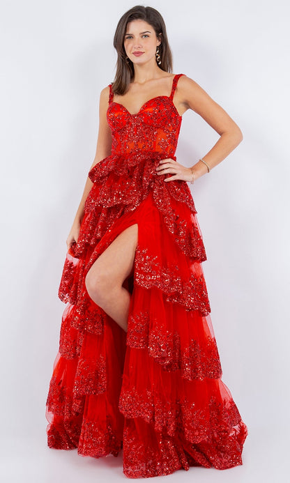 Ruffled Tiered Prom Dress: Cinderella Couture 8093J