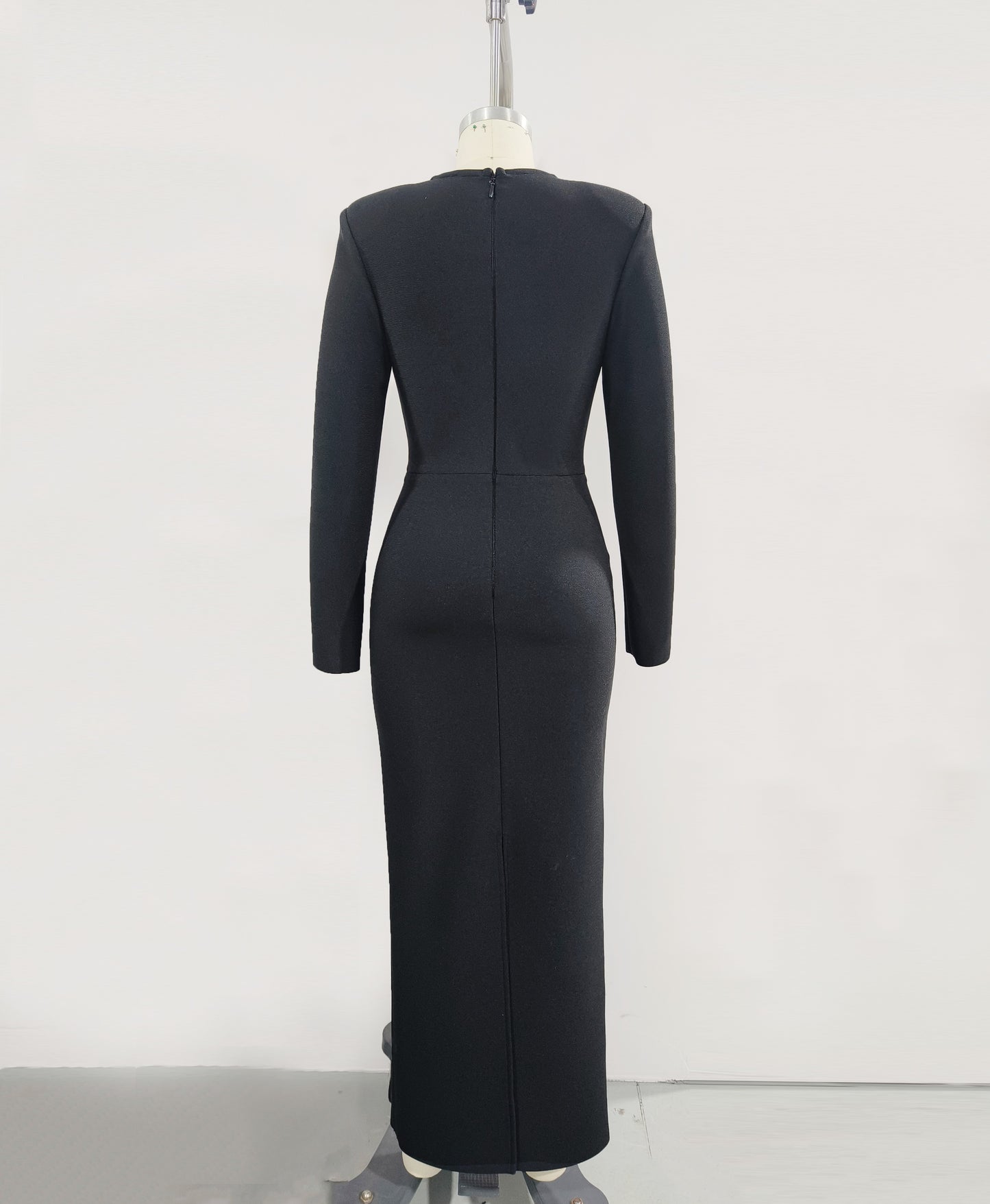 Long Sleeve Disc Rhinestone Bandage Dress