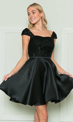 Cap-Sleeve Short A-Line Homecoming Dress 8732