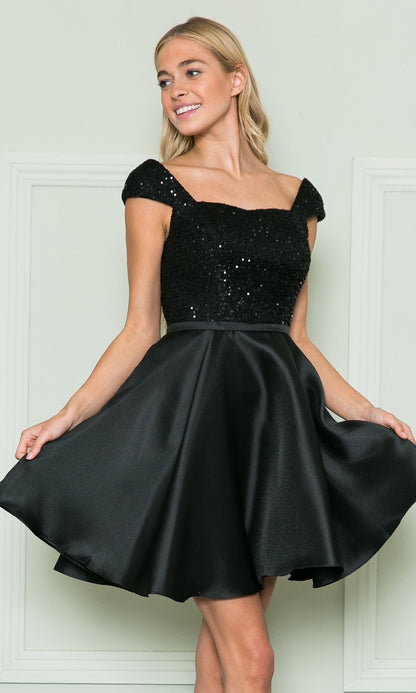 Cap-Sleeve Short A-Line Homecoming Dress 8732