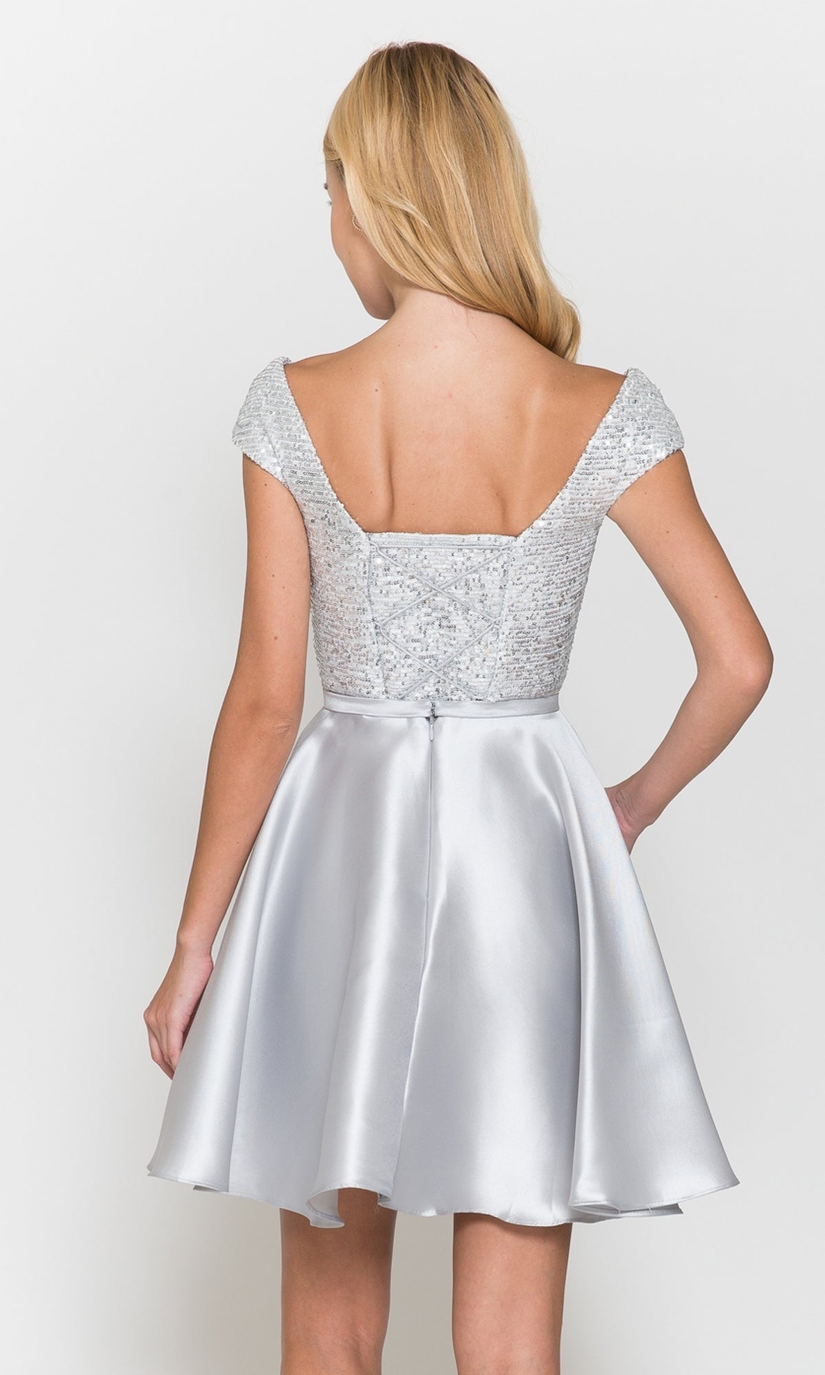 Cap-Sleeve Short A-Line Homecoming Dress 8732