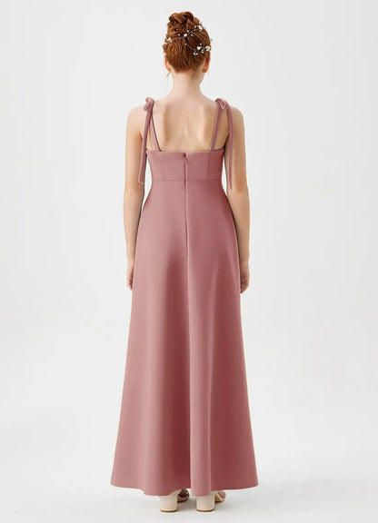 Dusty Rose A-Line Sweetheart Neckline Stretch Crepe Dress