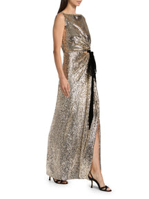 Felicity Velvet Bow Sequined Gown