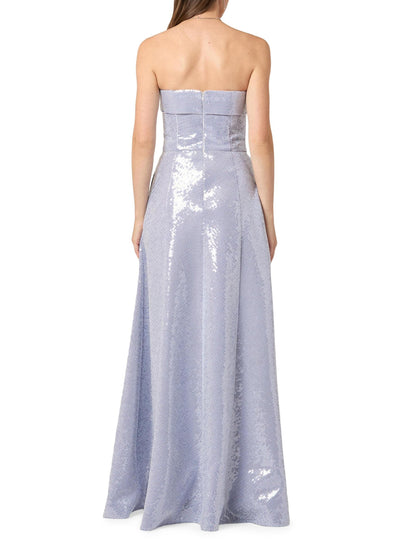 Bennett Striped Sequin Strapless Gown