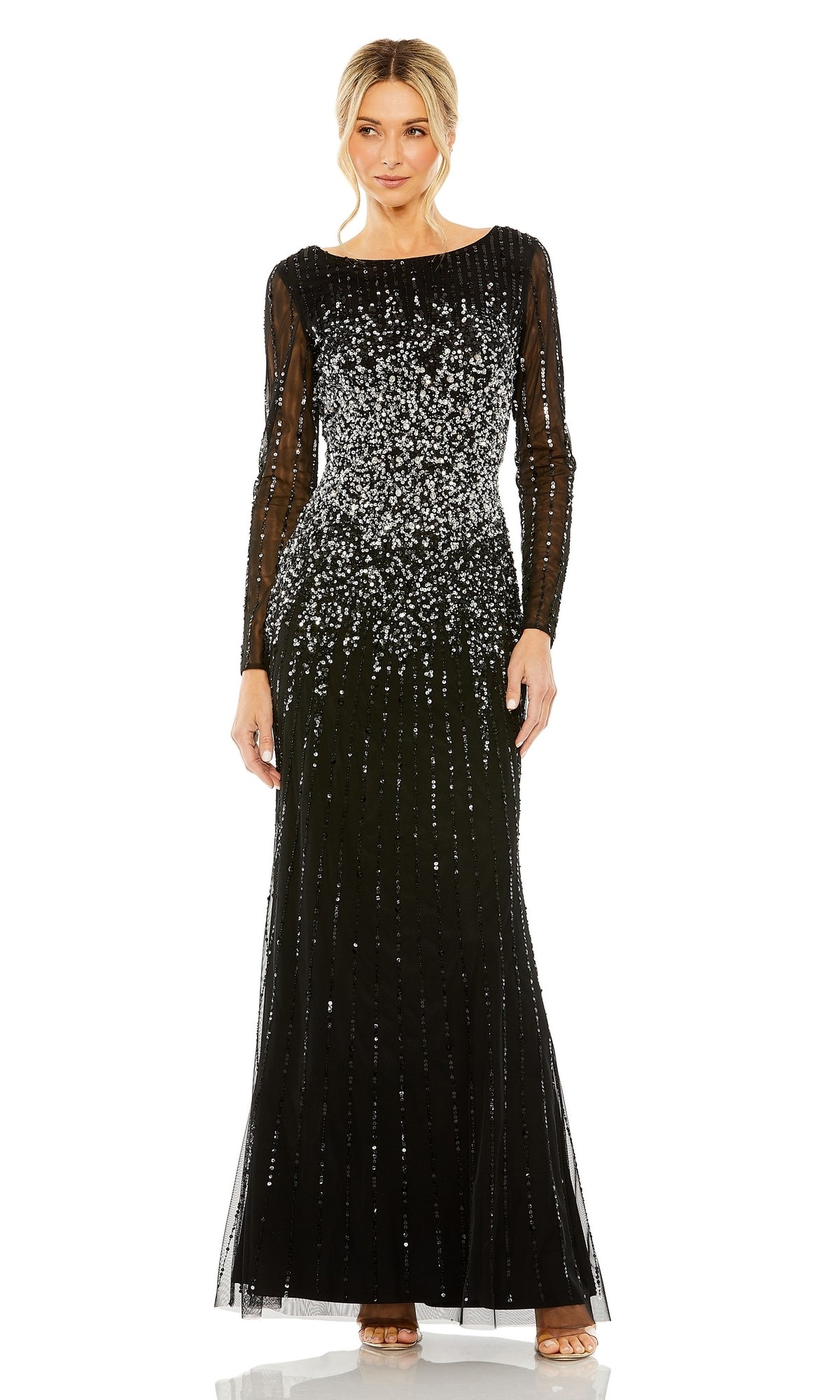 Long Sleeve Sequin Formal Gown: Mac Duggal 9226