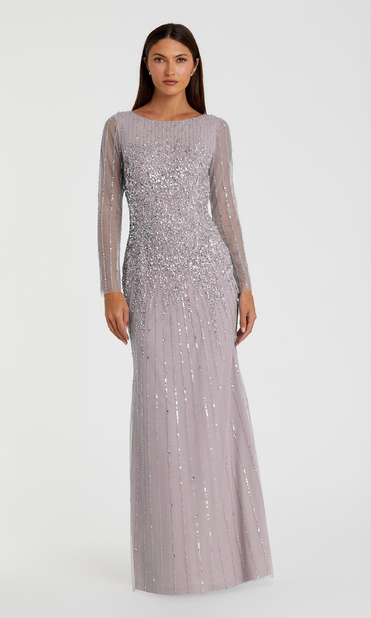 Long Sleeve Sequin Formal Gown: Mac Duggal 9226