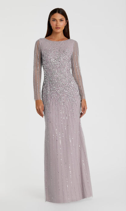 Long Sleeve Sequin Formal Gown: Mac Duggal 9226