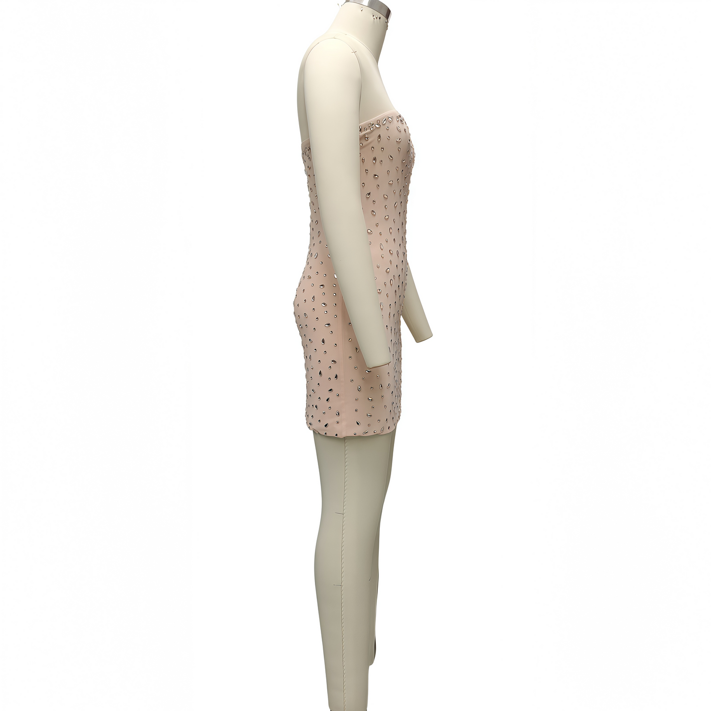 Women's Mesh Rhinestone Strapless Dress, Elegant Sparkly Bodycon Party Dress
