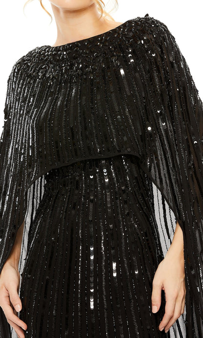 Caped Long Sequin Formal Dress: Mac Duggal 93869
