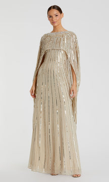 Caped Long Sequin Formal Dress: Mac Duggal 93869