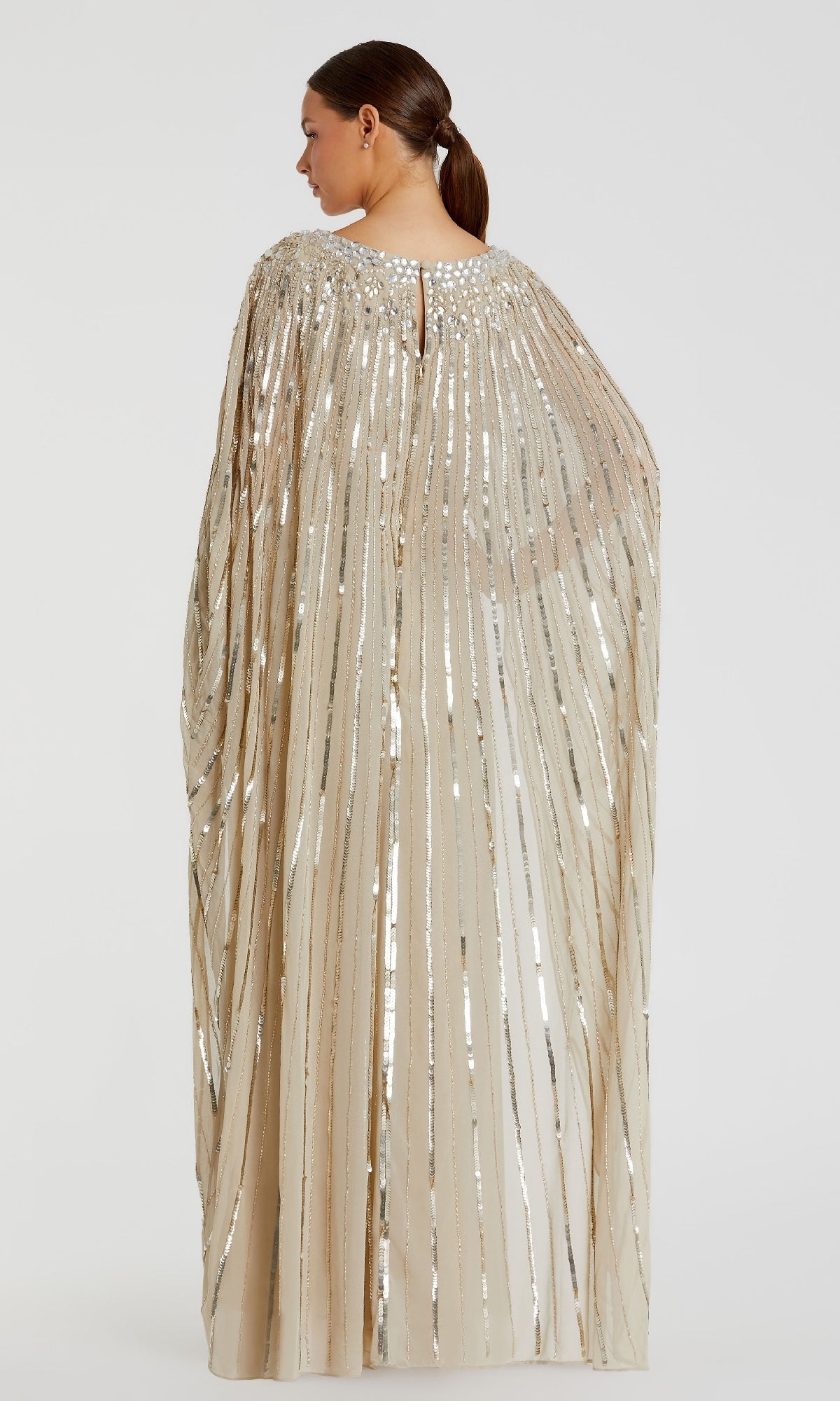 Caped Long Sequin Formal Dress: Mac Duggal 93869