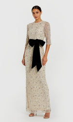 Beaded Oyster White Formal Gown: Mac Duggal 94166