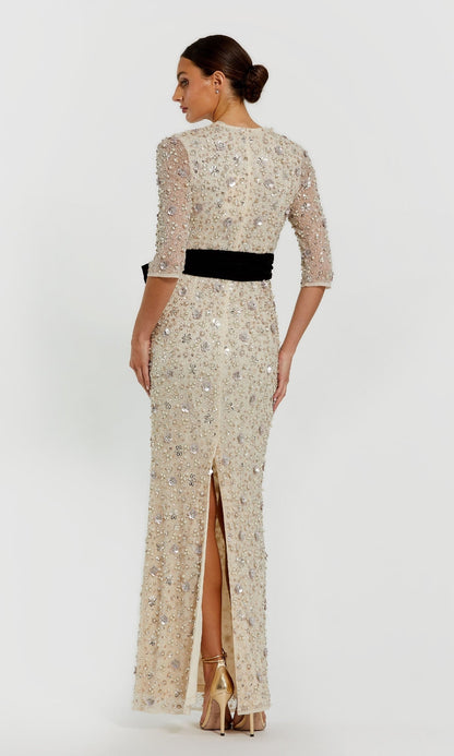 Beaded Oyster White Formal Gown: Mac Duggal 94166