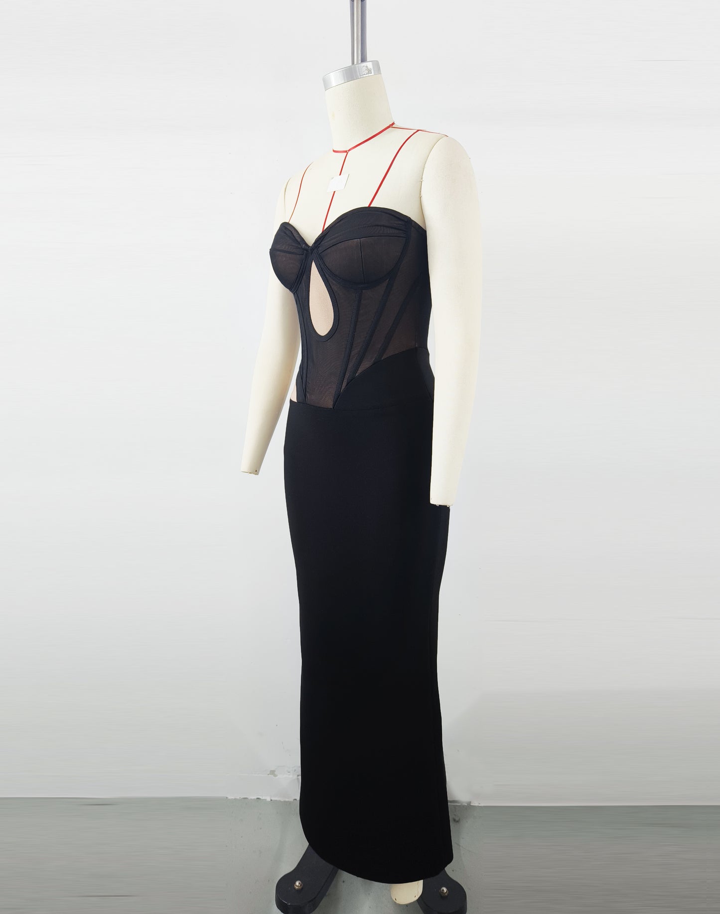 Women's Mesh Boned Panel Dress, Elegant Corset Bodycon Party Dress