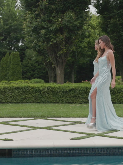 Backless Long Sequin Prom Dress: Faviana 11202